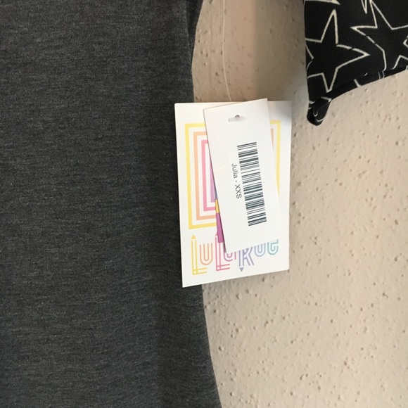 LuLaRoe Julia Dress | Gray Black White Star Print - Picture 4 of 6